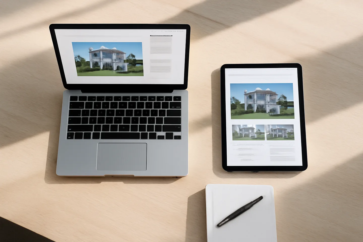 Laptop and tablet showing online property listing website