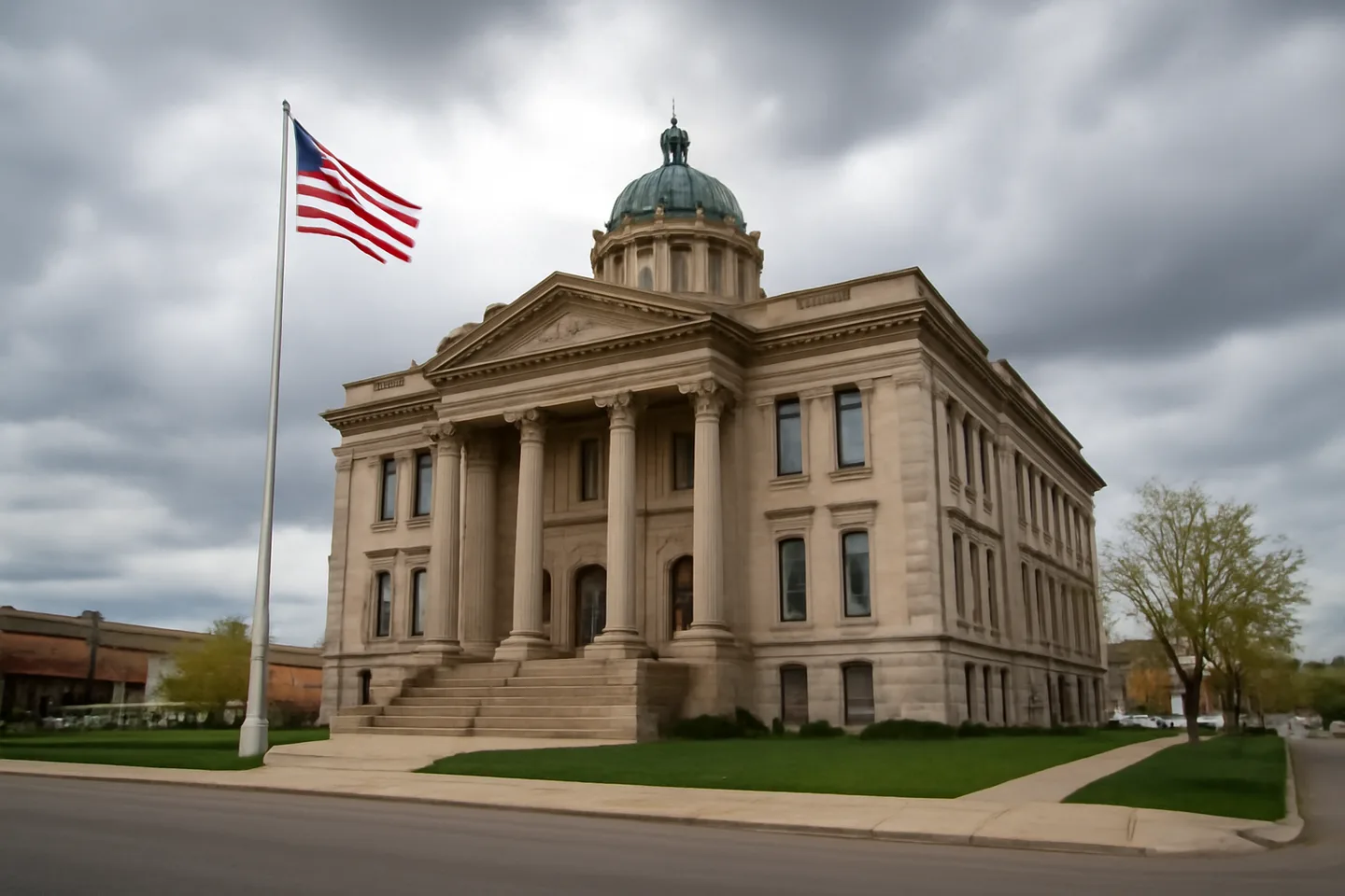 County courthouse exterior in a small town