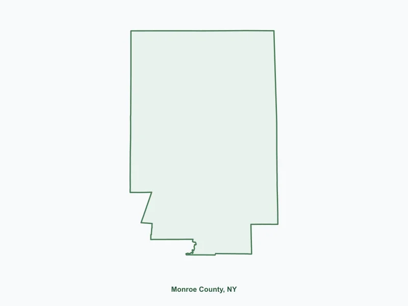 Map of Monroe County, NY showing major cities