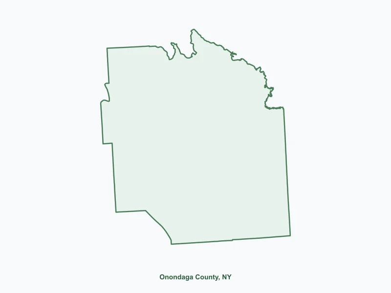 Map of Onondaga County, NY showing major cities