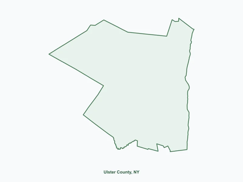Map of Ulster County, NY showing major cities