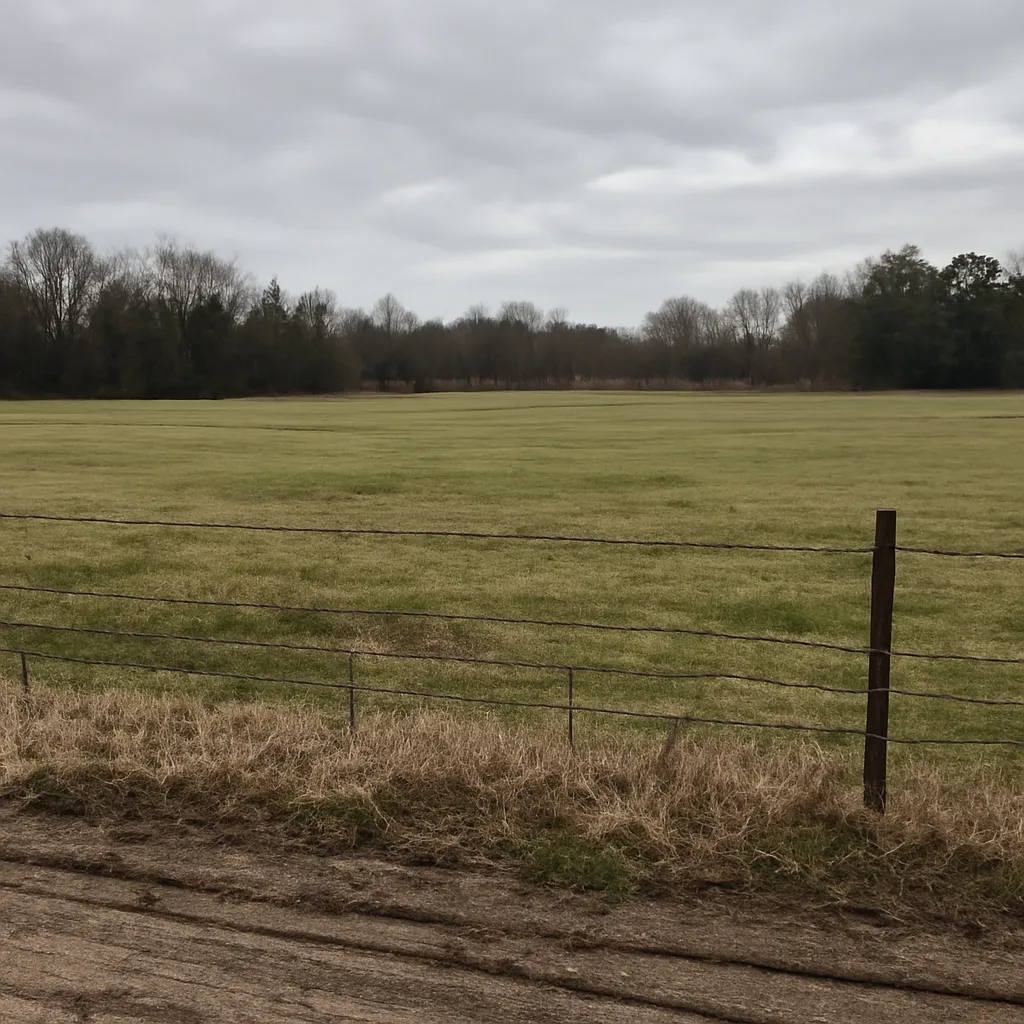 Rural acreage with open grassland and conifer forest in Nassau County, New York