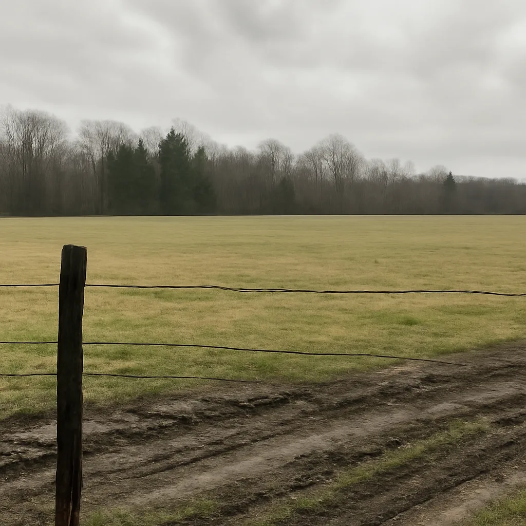 Rural acreage with open grassland and conifer forest in Westchester County, New York